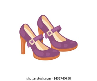Woman shoes vector icon isolated on white background. Fashion footwear design.