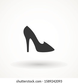 Woman Shoes Vector Icon Isolated On White Background Female shoe. trendy women's shoes vector logo Elegant black slipper Vector illustration. Good for wrapping, print, wallpaper.
