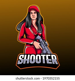 Woman Shooter Esport Logo Mascot Design Stock Vector (Royalty Free ...