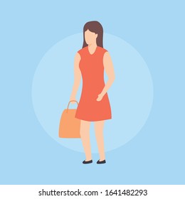 woman shopping with shopping bag single isolated with flat style
