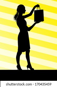 Woman with shopping bag vector background concept