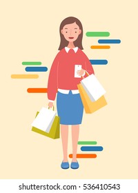 woman with shopping bags.