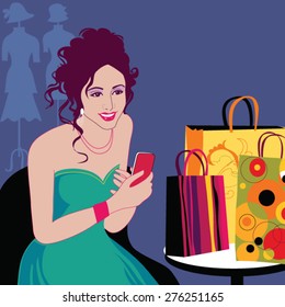 Woman with shopping bags in mall
