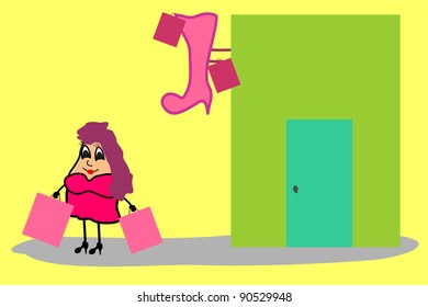 woman with shopping bags out of store