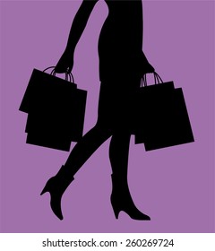 Woman With Shopping Bags Silhouette