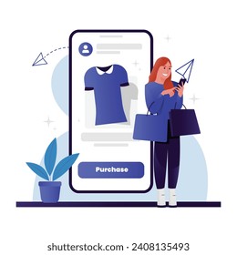 Woman shopping by ecommerce use phone