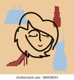 Woman shopping card vector template