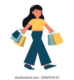 Woman Shopping Character Vector - 02