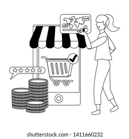 Woman shopping design vector illustration