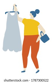 Woman Shopping Flat Vector isolated on white