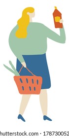 Woman Shopping Flat Vector isolated on white