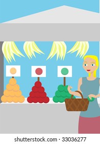 Woman shopping for fruit at Farmer's Market