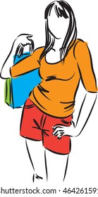 woman shopping girl illustration