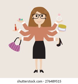 Woman shopping goods for her