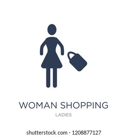 Woman Shopping icon. Trendy flat vector Woman Shopping icon on white background from Ladies collection, vector illustration can be use for web and mobile, eps10