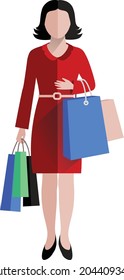 Woman shopping icon vector flat design
