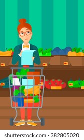 Woman with shopping list. 