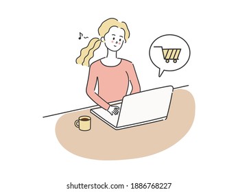 Woman shopping on a computer