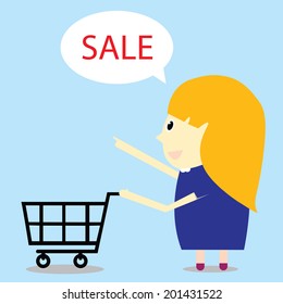 Woman shopping on sale.
