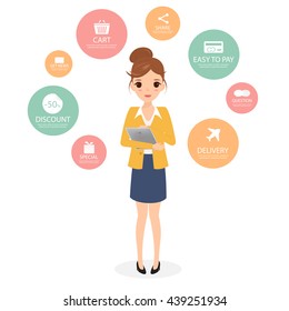 Woman shopping online with smartphone. Online marketting.