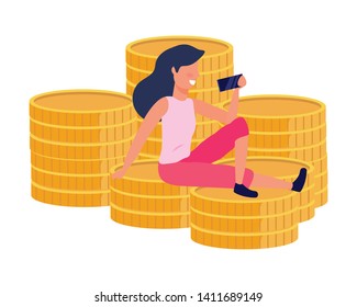 Woman shopping online vector illustration