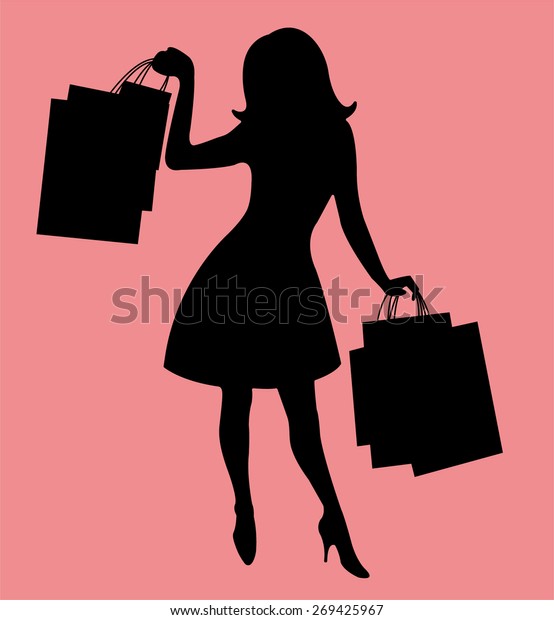 Woman Shopping Silhouette Stock Vector Royalty Free