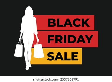 Woman shopping silhouette clipart black friday