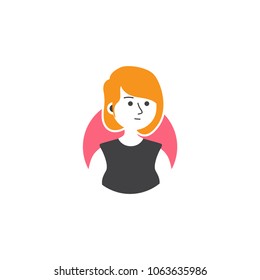 Woman short blonde orange hair with worry expression wearing black short suit