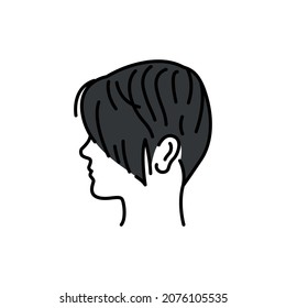 Woman short hair color line icon. Beauty industry. Hairdresser service. Pictogram for web page, mobile app, promo.