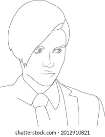 Woman with short hair face angle outlined vector