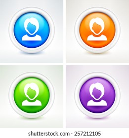 Woman with Short Hair on  Color Round Buttons