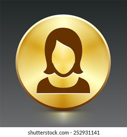 Woman with Short Hair on Gold Round Buttons