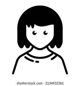 woman with short hair, simple icon design, editable stroke best used for web application or banner