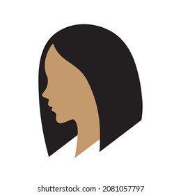 Woman with short hair, simple portrait on white background, vector illustration.