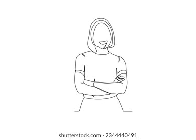 A woman with short hair smiled. World smile day one-line drawing