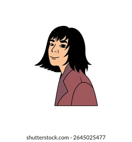 A woman with short hair is smiling