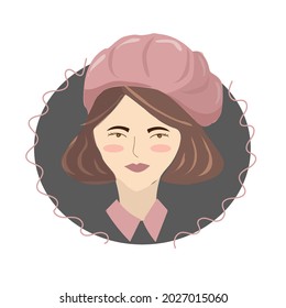 Woman with short hair wearing beret hat