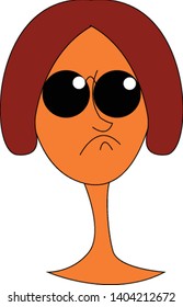 A woman with short hair wearing black glasses, looks angry, vector, color drawing or illustration. 