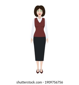 Woman with short hair wearing modest office clothes flat vector illustration