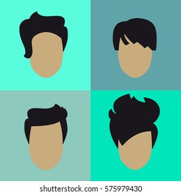 Woman short hairstyle icons set. Flat vector illustration. Lesbian haircuts