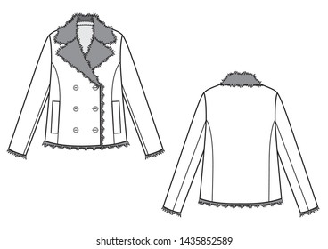 woman short sheepskin coat sketch