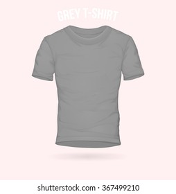 Woman Short T-shirt template front view Grey color