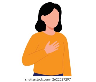 Woman with Shortness of Breath – Flat Design