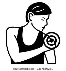 Woman shoulder hurts solid icon, body pain concept, shoulder pain vector sign on white background, glyph style icon for mobile concept and web design. Vector graphics