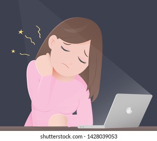 woman shoulder pain office syndrome , Computer eye strain