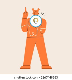 Woman shouting in loudspeaker. Woman holding megaphone. Concept of big sale, discount, fresh news or new collection for ads or web banners. Colorful vector illustration
