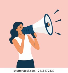 woman shouting through megaphone for marketing 