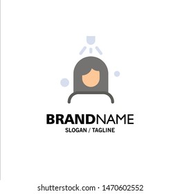 Woman, Shower, Wash, Cleaning Business Logo Template. Flat Color. Vector Icon Template background