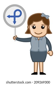 Woman Showing Circular Way Board Vector