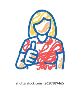 woman showing class doodle icon sketch vector. woman showing class sign. isolated symbol illustration
